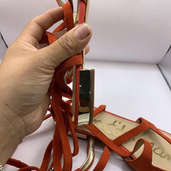 Sam Edelman Lace Up Sandals Size 10 lace ankle strap bow suede E10 - Picture 8 of 8